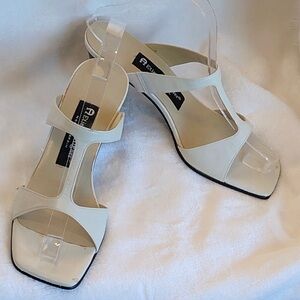Etienne Aigner Kristy in Cream with a 3” Heel, Leather Upper, Padded Sole, 6.5M
